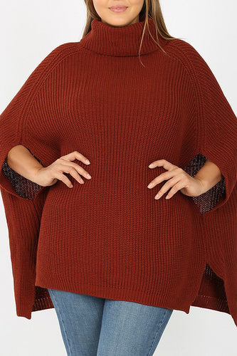 Tiegen's Turtleneck Poncho Sweater (Plus Size)