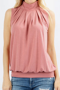 High Neck Pleat (dusty rose)