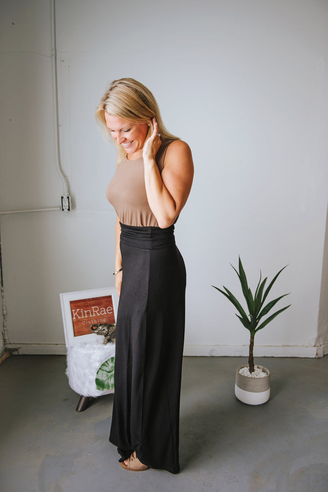 Foldable Waist Maxi Skirt