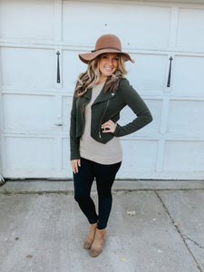 Moto Double Zip Olive