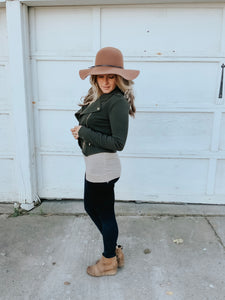 Moto Double Zip Olive