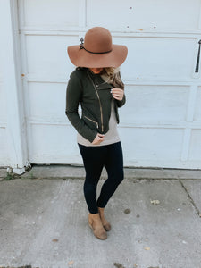 Moto Double Zip Olive