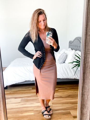 Bronze Button Black Cardi